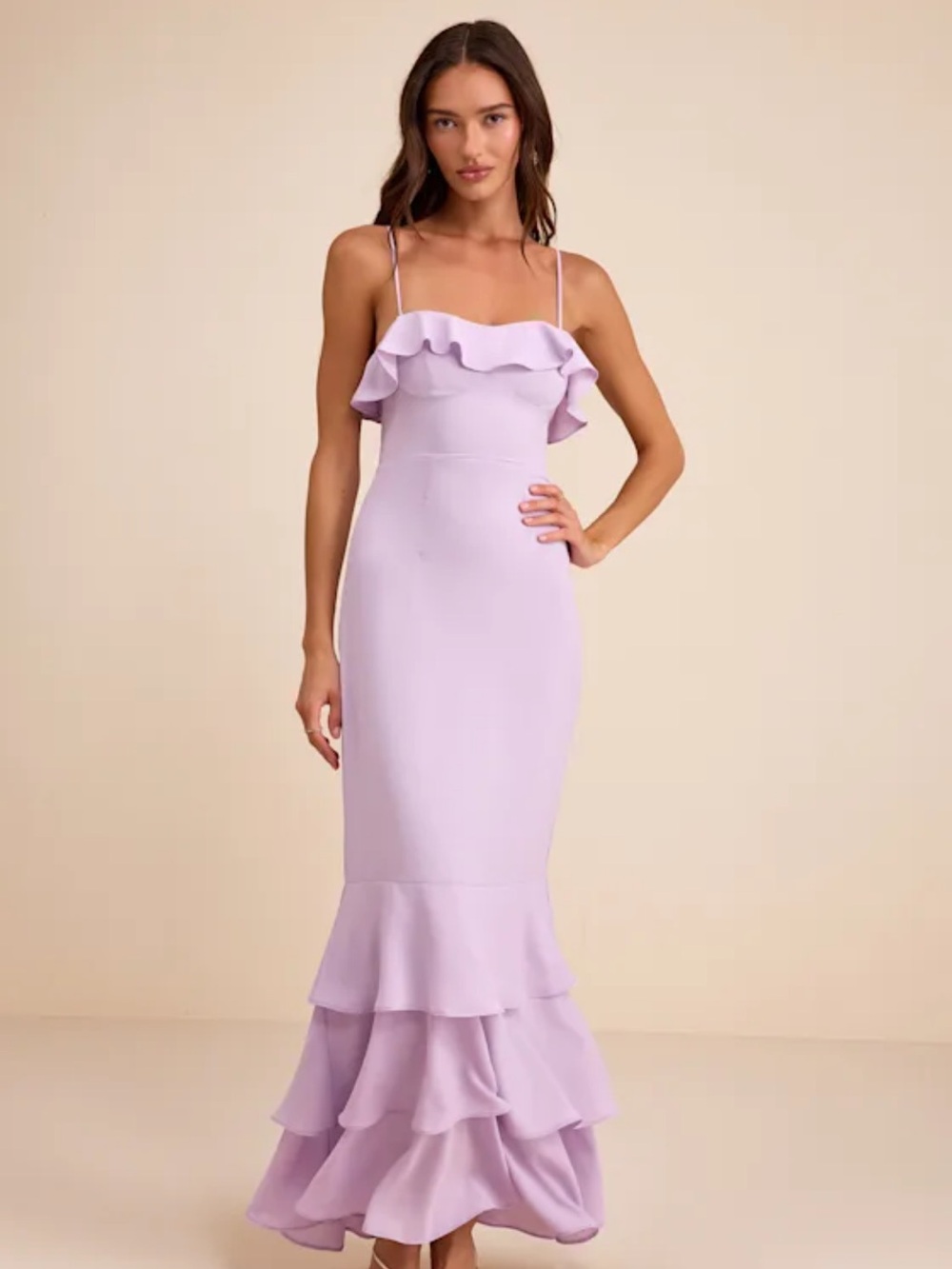 Lulu's Lavender Ruffle Maxi Dress